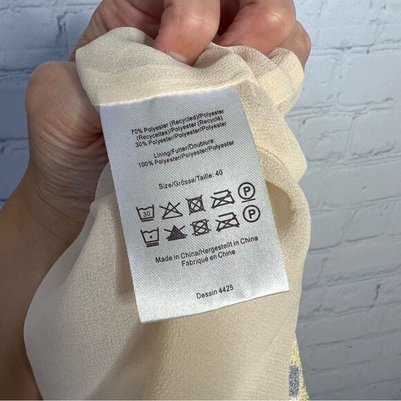 Baum Und Pferdgarten yellow abstract printed drop waist midi dress size 40 NEW - Picture 13 of 15